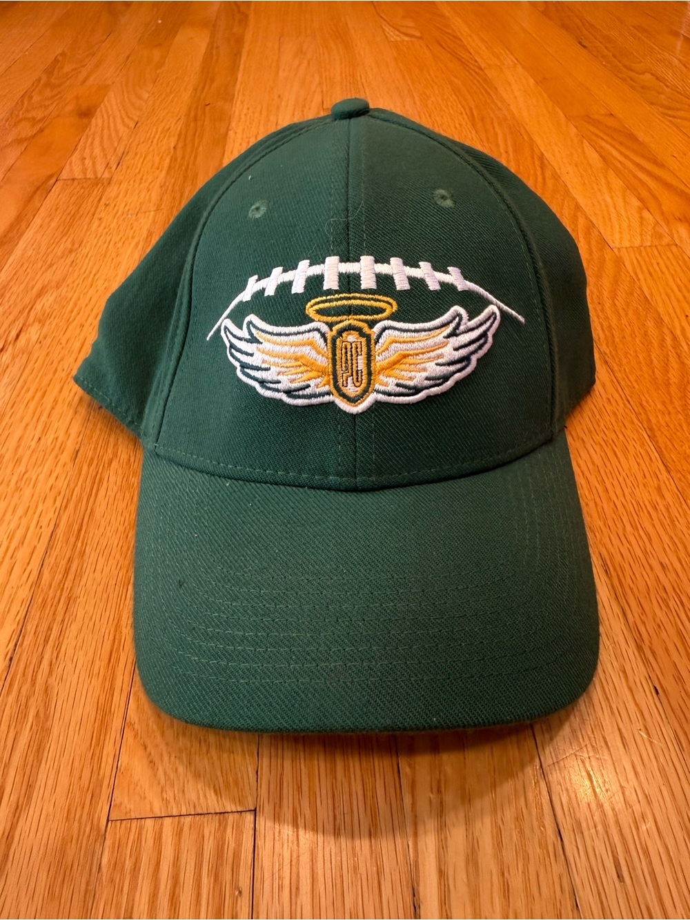 PC Angels Football Green Embroidered Football Cap with Winged Logo